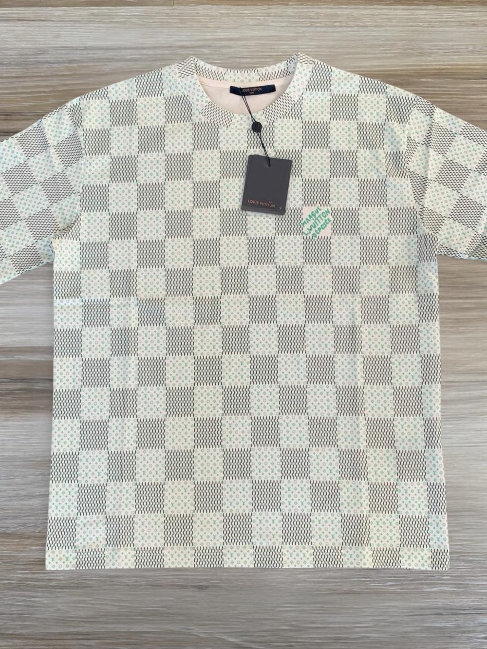 Louis Vuitton White/Green Damier Marque L. Vuitton Déposée T-Shirt M